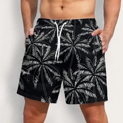 Black Palm 3d Printed Shorts Casual Loose Beach Shorts For Holiday Quick Dry Running Sportswear Men's Training Trunks Gift