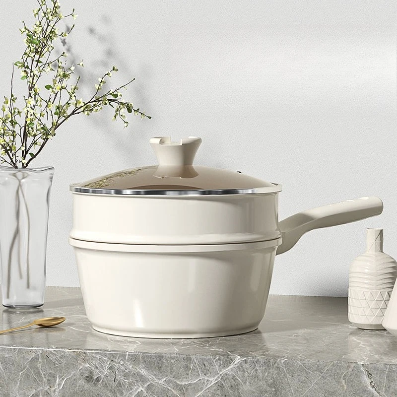 Ceramic small milk pot baby complementary food baby multi-functional integrated non-stick pot household soup