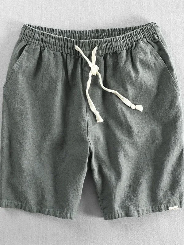 

Men's Summer Casual Cotton Linen orts Loose Fit Breathable Thin Five-Quarter Pants Comfortable Lightweight Straight Leg Tro...