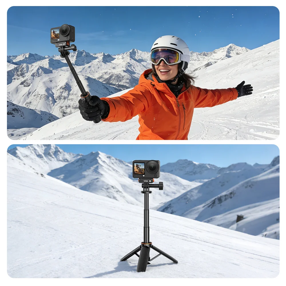 VRIG TP-35 Mini Trípode Extensible para Selfies, Compatible con DJI Osmo Action 6 5 4, Insta360 Ace Pro 2, GoPro, Monopié Portátil