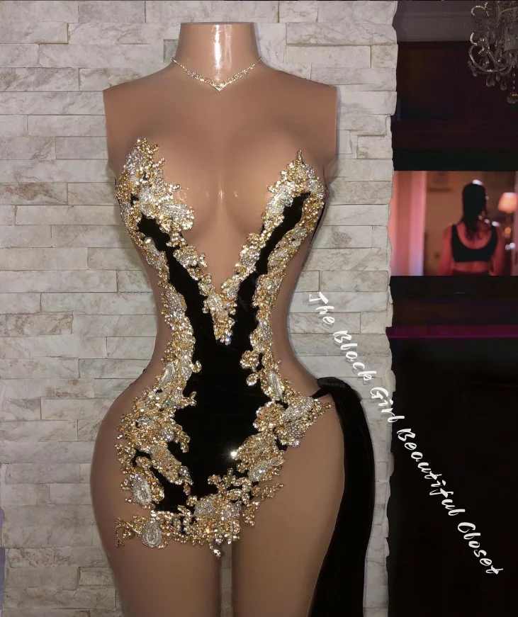 Robe de Soirée Sexy en Maille Transparente, Tenue de Bal, de Graduation Courte, avec des Diamants Pailletés, des Appliques Exquises, 2024