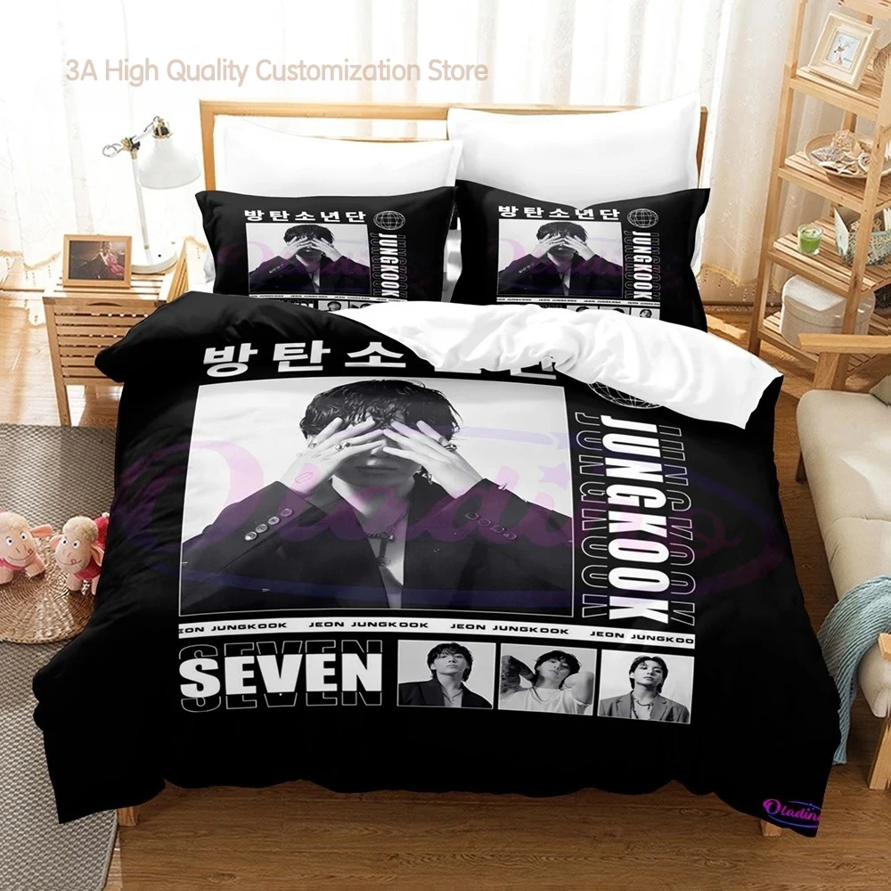 Jeon Jung Kook Album Bedding Set Single Twin Full Queen King Size Bed Set Aldult Boys Bedroom Duvetcover Sets bed sheet set 2-2