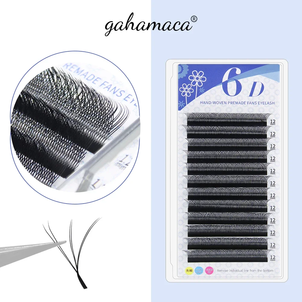 GAHAMACA Automatic Flowering W Shape Bloom 6D Premade Fans Eyelash Extensions Natural Soft Light Individual Volume Lashes