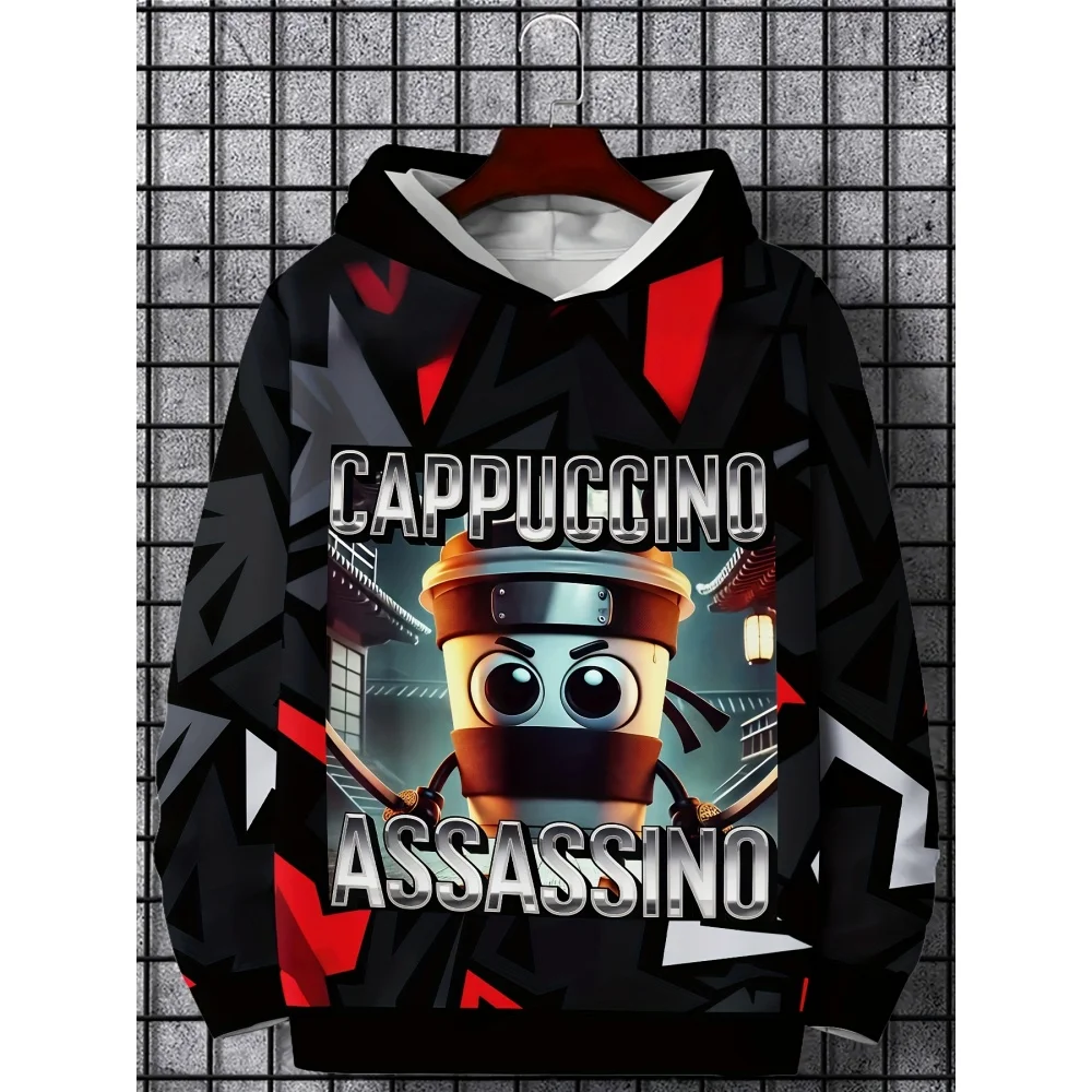 الأولاد الإيطالية Brainrot الانصهار مقنعين البلوز قمم مضحك المقهى الإيطالي الرسم طويلة الأكمام البلوز ملابس الأطفال #2