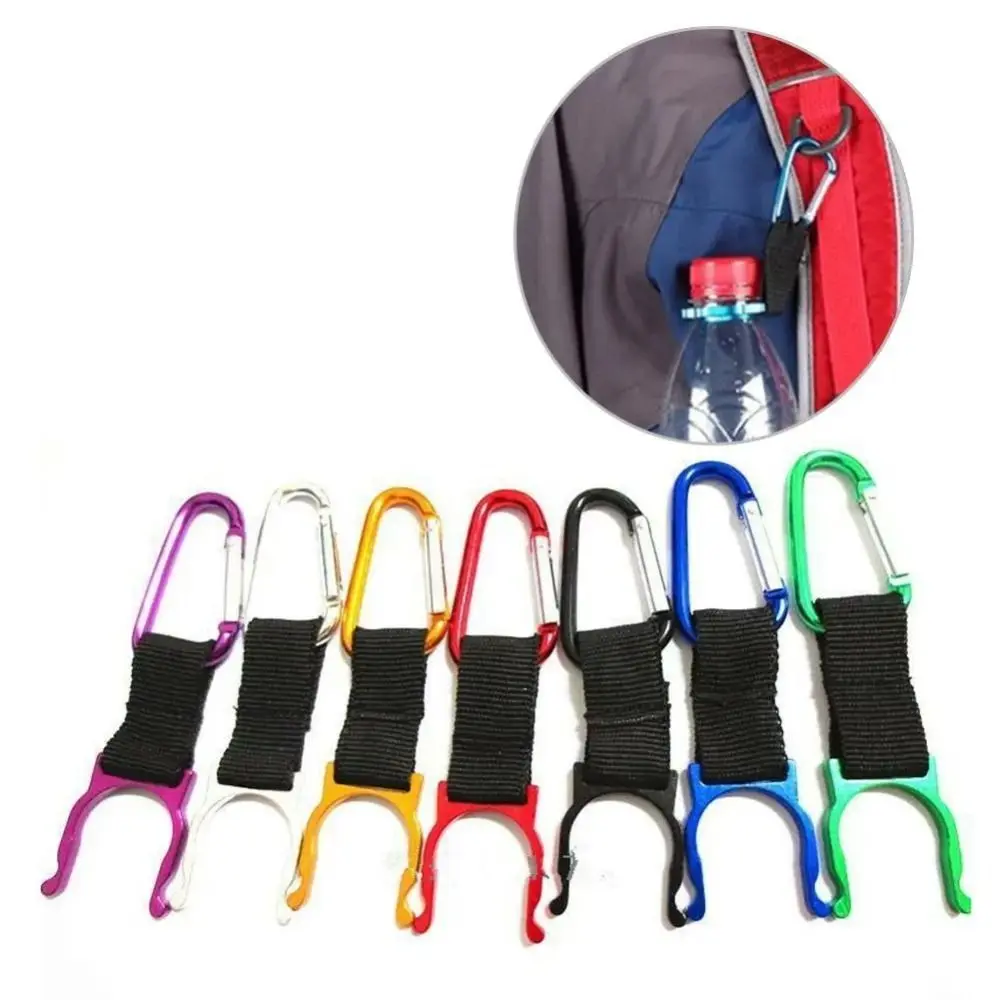 Aluminum Water Bottle Buckle Carabiner Carrying Sports Kettle Hook Kettle Holder Backpack Hanger Nylon Water Bottle Clip Hook