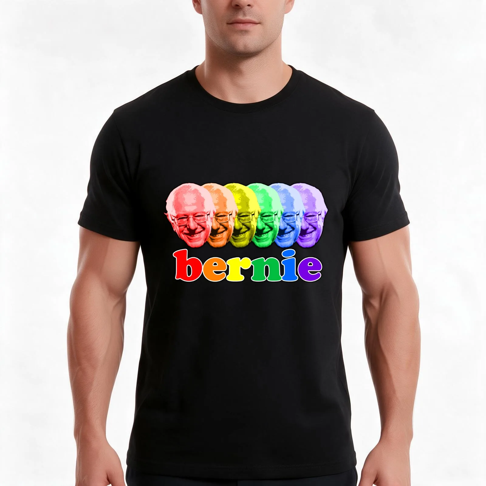 Rainbow Bernie Sanders 2016 T-Shirt, Summer Casual Cotton Tee, Oversized Streetwear Tops, Vintage Graphic Print, 100% Cotton