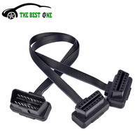 30CM OBDII Extension Dual Connector Y Splitter OBD OBD2 16PIN Male to Female Cable Adapter Flat+Thin as Noodle For ELM327