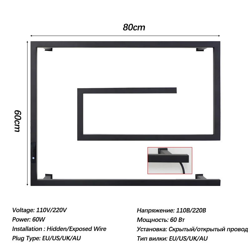 Badkameraccessoires Smart Touch Elektrisch Handdoekenrek Thermostatische Elektrische Verwarmde Handdoekstang Zwart Roestvrijstalen Handdoekverwarmer