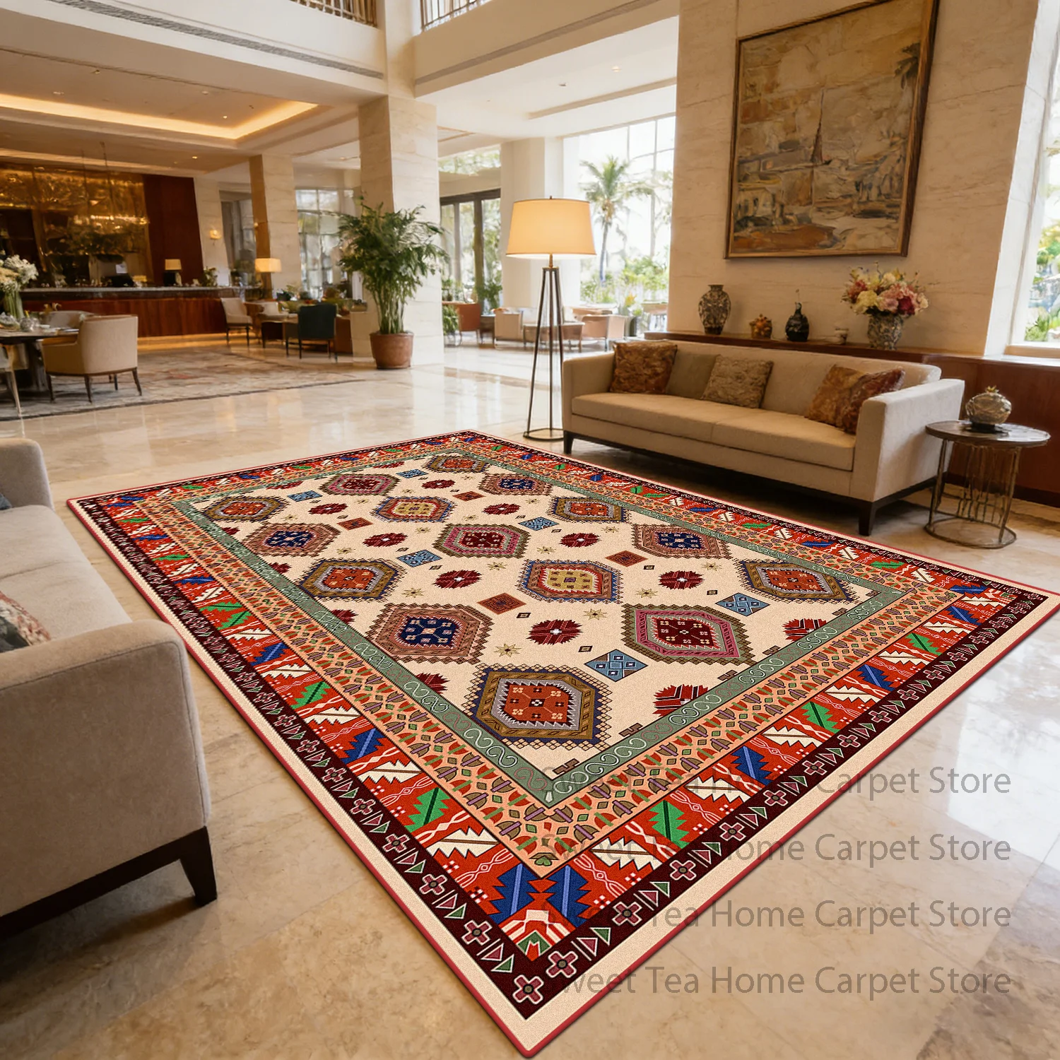 Persian Classic Retro Large Parlor Sofa Carpet Decoration Home Dining Room Machine Washable Non-slip Rug Soft Fluffy Bedroom Mat
