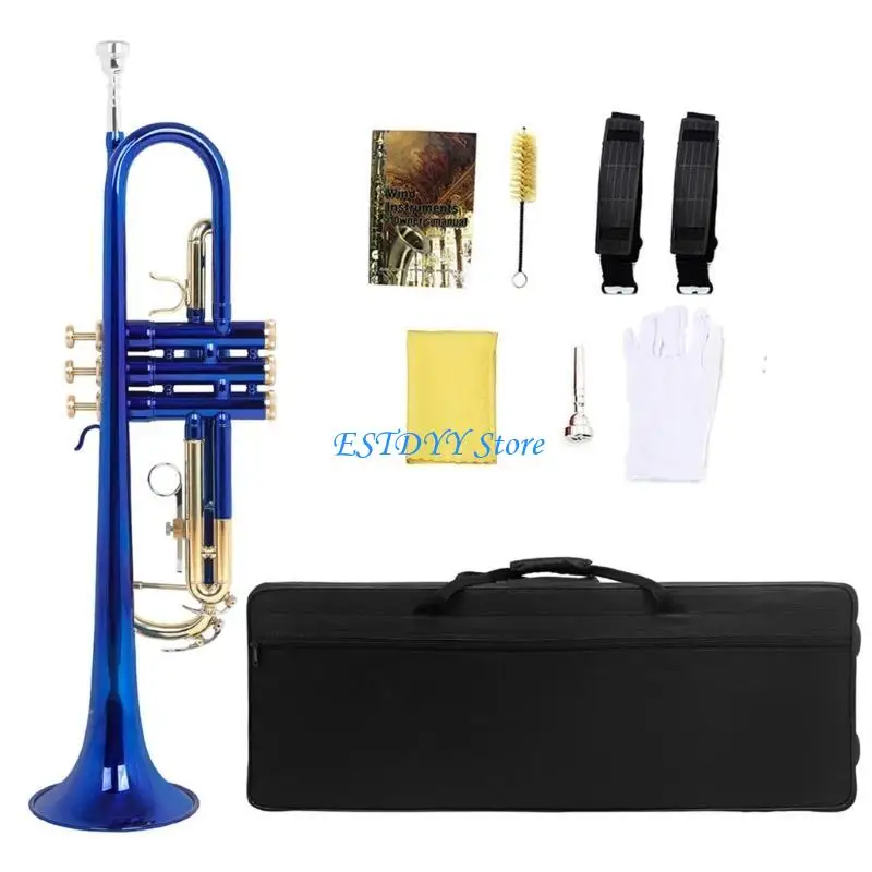 

G6DE Standard Trumpet Brass Student Trumpet Instrument With Storage Case Band Horn for Children and Adults Beginner