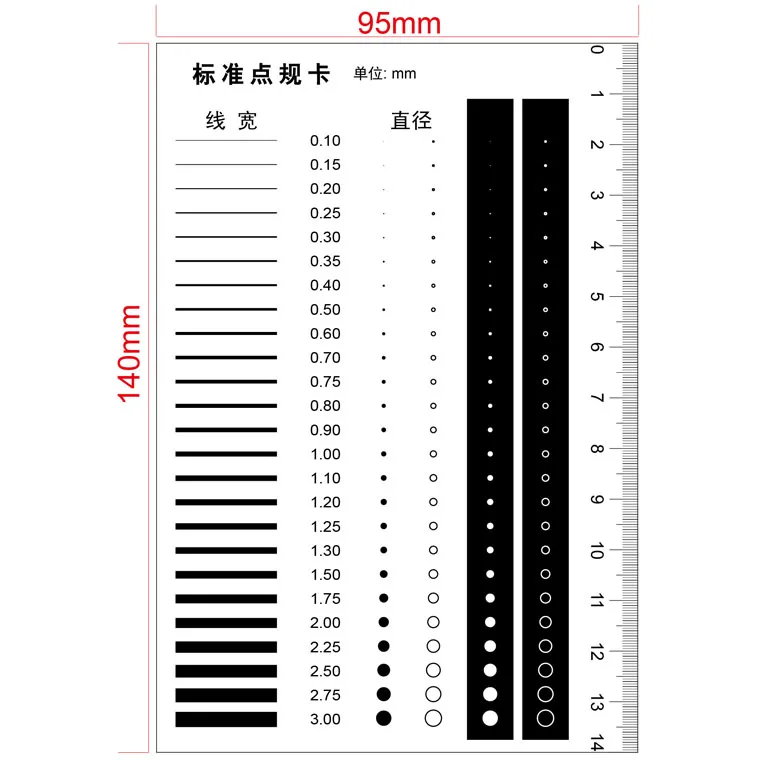 Standard Point Gauge Spot Line Gauge Stain Gauge Card Gauge Measuring Tool Appearance Linewidth Diameter Area Gauge