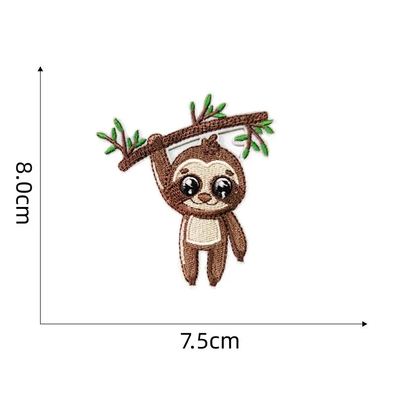 Cartoon Sloth Patches Embroidered Iron On Animal Stickers for Kids Clothes Jeans Shirts Backpack DIY Sewing Appliqued Badge