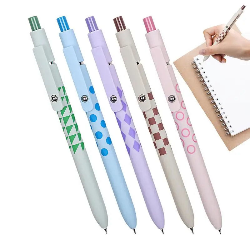 

Gel Pen Set 5 Pieces Black Gel Pens For Writing Home School Supplies 0.5mm Stationery Multi-Functional For Signing Note-Taking