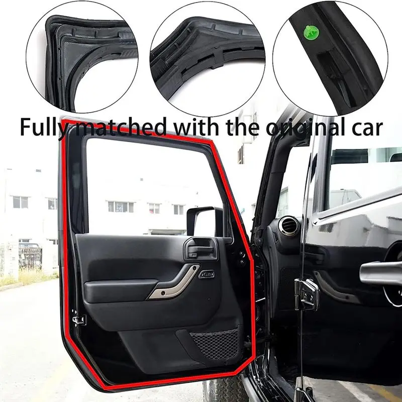 A99F-1Pair Front Door Seal Trim Kit For Jeep Wrangler JK 2007-2018 Weather Stripping Kit 55395274AW 55395275AW