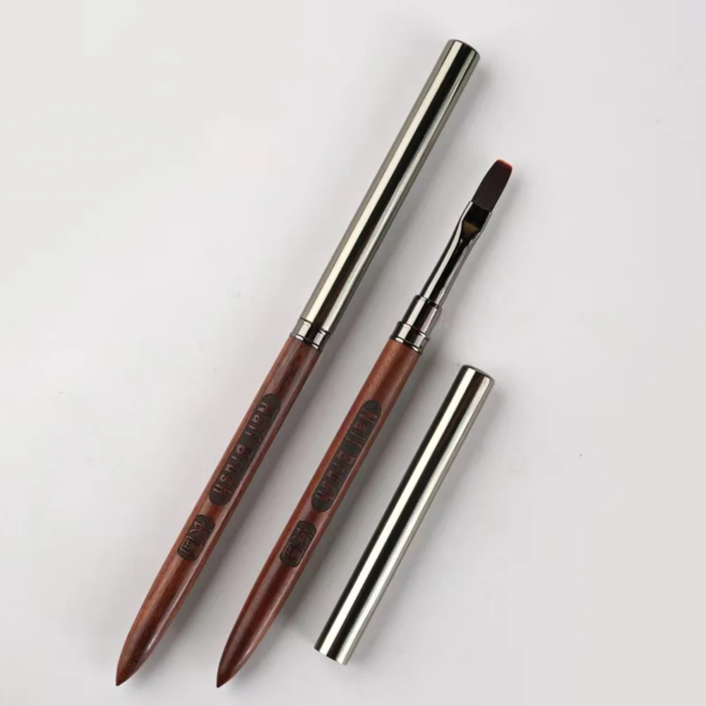 Nail Builder Gel Brush & Acrylic Brush Long Professional Manicure Carving 13*6.6mm Wooden Handle Acrylic Powder Pen Brushes