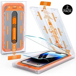 [2 Pack] 9H Tempered Glass Screen Protector with [Auto Dust-Elimination] Installation Kit for iPhone 13 14 15 Pro Max 14 Plus