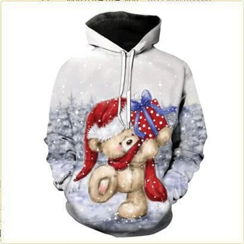 

2025 New Fashionable Couple Hoodie 3D Cute Pattern Casual Christmas Happy Cartoon Street Long Sleeve Sweatshirt