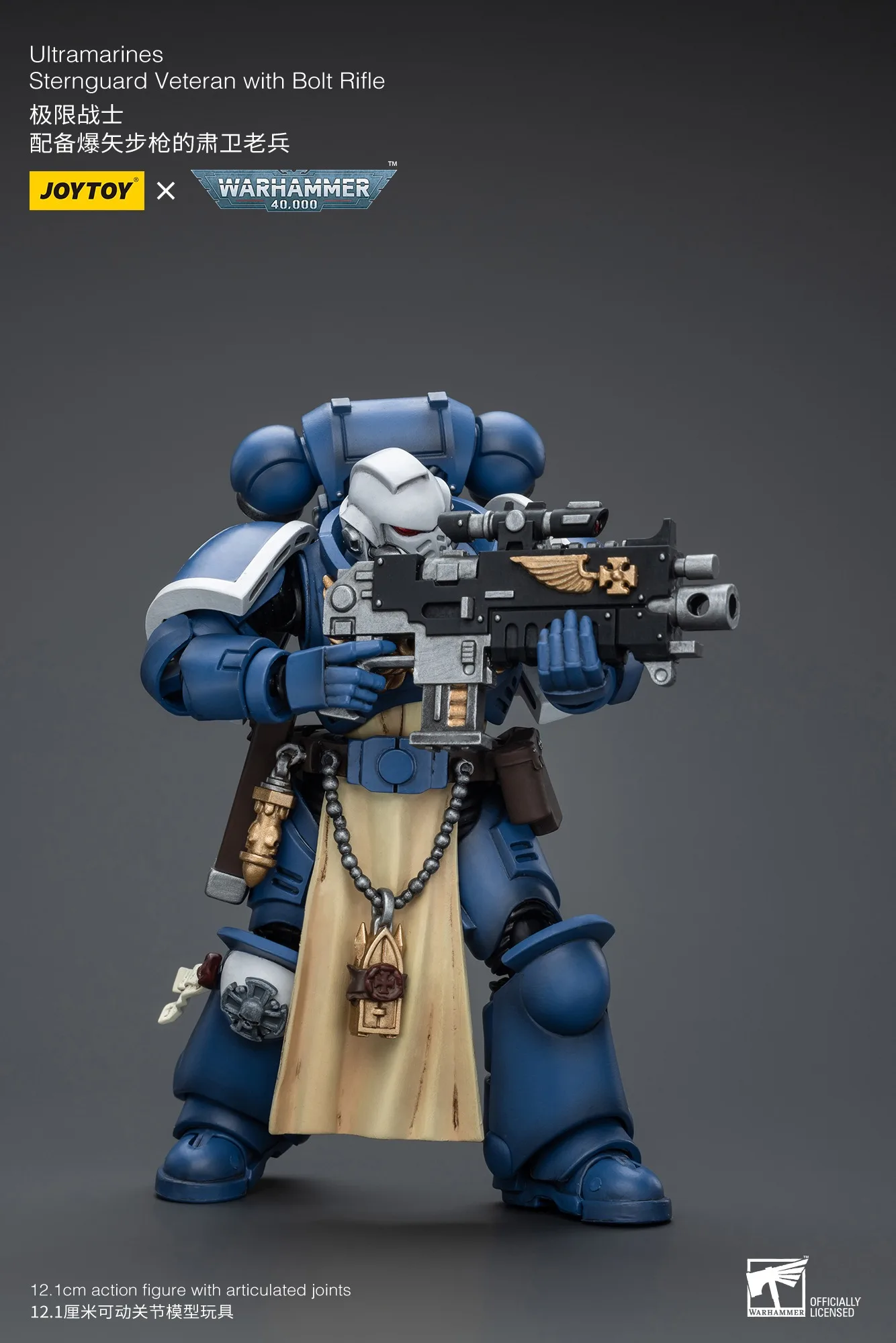 【Accessories】JOYTOY Warhammer 1/18 Action Figures Ultramarines Sternguard Veteran with Bolt Rifle Model Toy  3.75inch