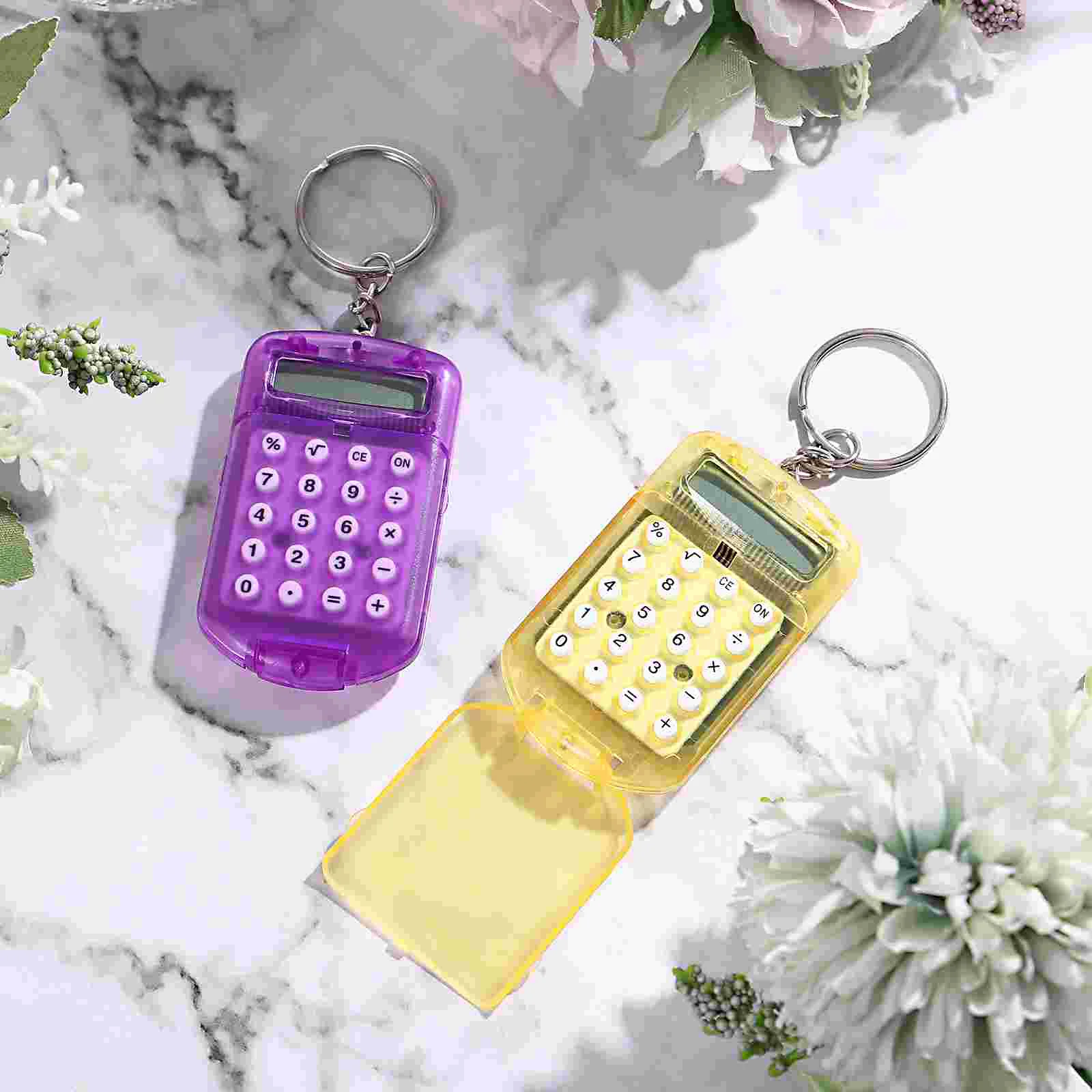 3 Pcs Student Calculator Keyring Portable Keychain Kids Big Button Pendant Tiny Nurse