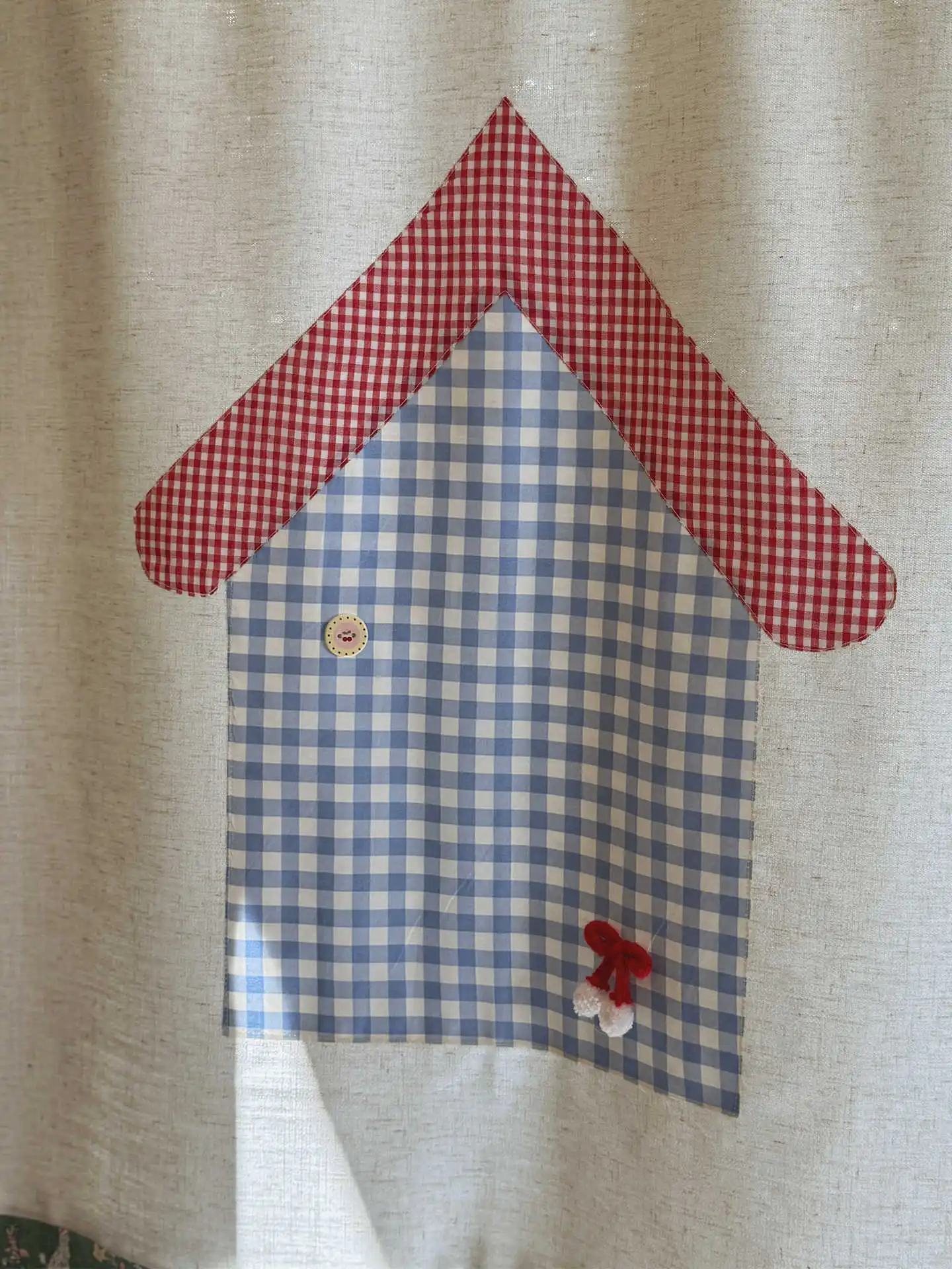 VIKAMA Gingham Kleines Haus Noren Türvorhang mit Stangenhülse für Küche Café Minimalistische Dekoration für Zuhause & Gewerbliche Nutzung