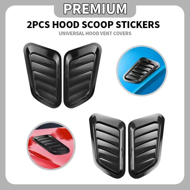 

2 шт. универсальный автомобильный тюнинговый капот из углеродного волокна, воздухозаборник, украшение, капот, совок, вентиляционная крышка, наклейки, украшение, стиль