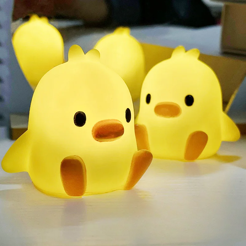 Cartoon Yellow Duck Night Light Animal Model Night Light Bedroom Bedside Small Ornaments Living Room Decoration Desk Decoration
