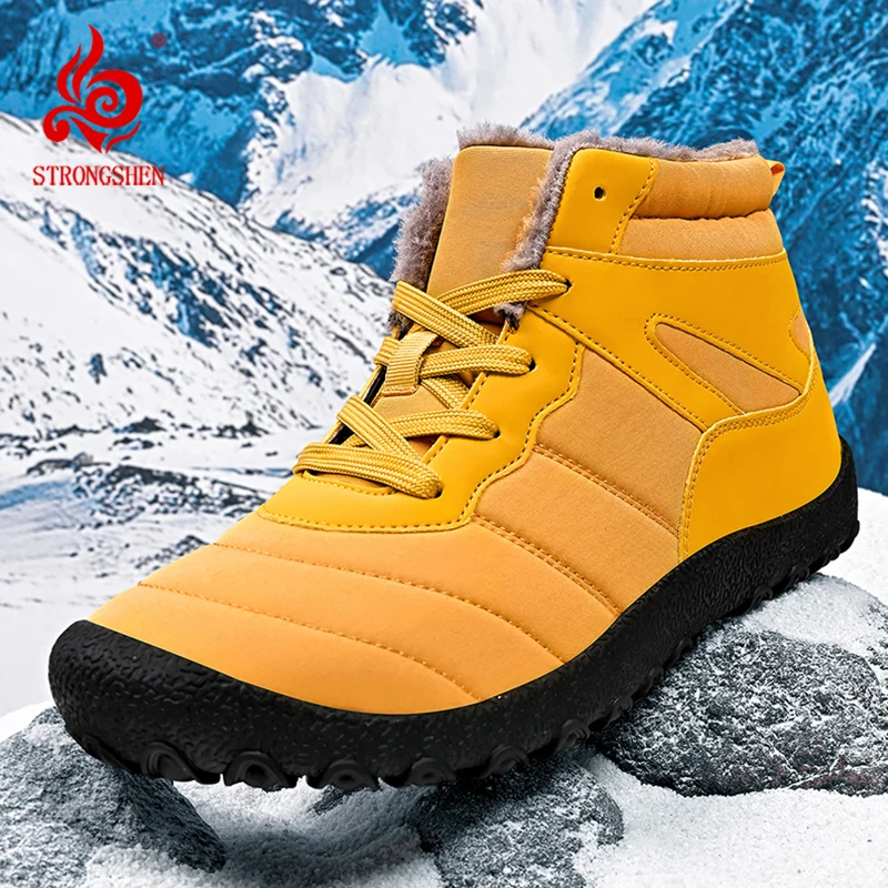 

STRONGSHEN Winter Men Snow Boots Non Slip Trekking Shoes Waterproof Walking Sneakers Thickened Casual Shoes Climbing Hiking Boot