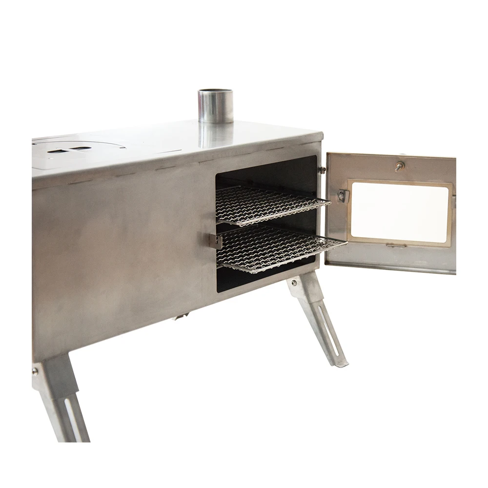 Best Price Folding BBQ Camping Wood Burning Stove with Oven Grill