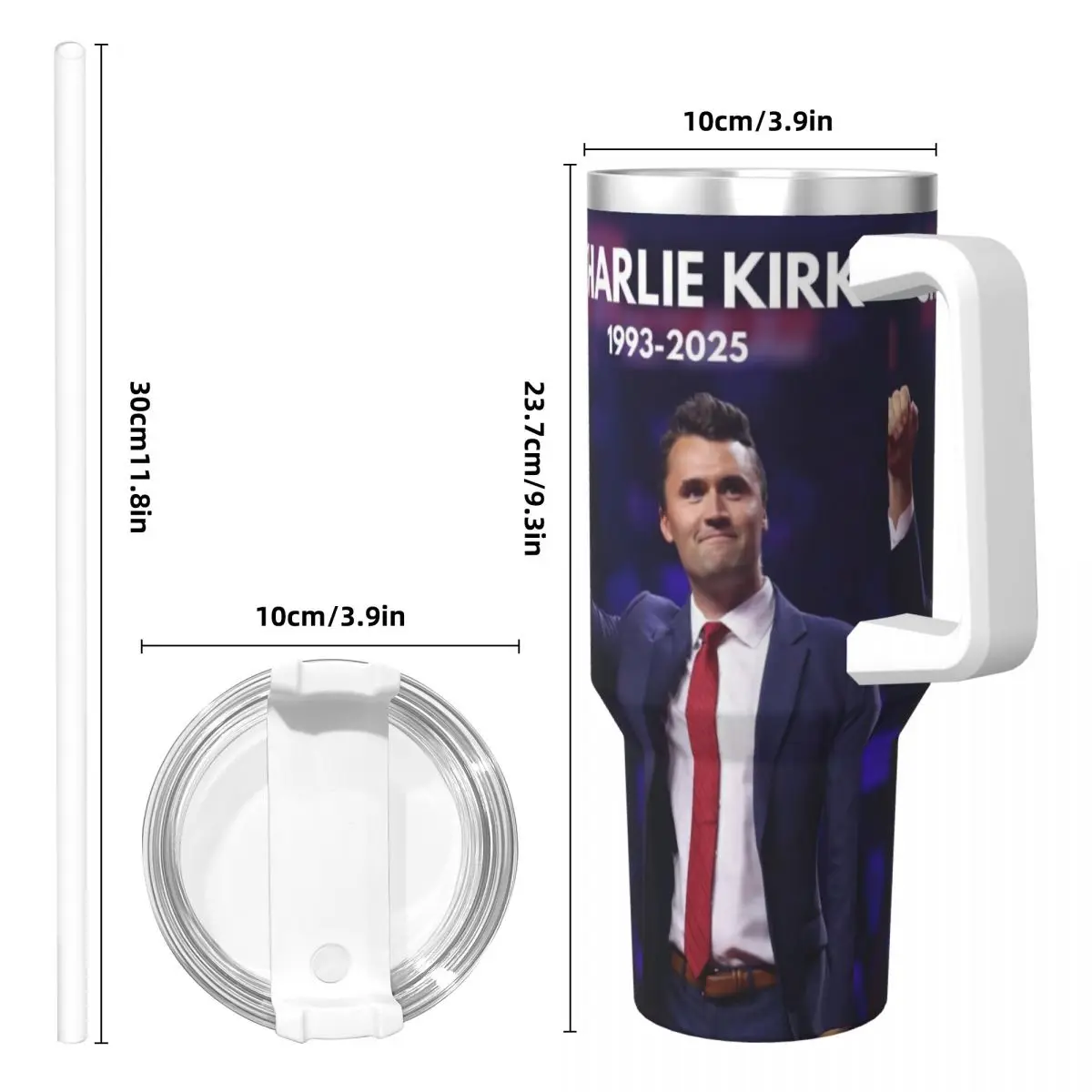 Repose-gobelet en acier inoxydable dans la paix, tasse à café Charlie Kirk, tasses de voiture froides et chaudes isolées, bouteille d'eau personnalisée pour voyageur