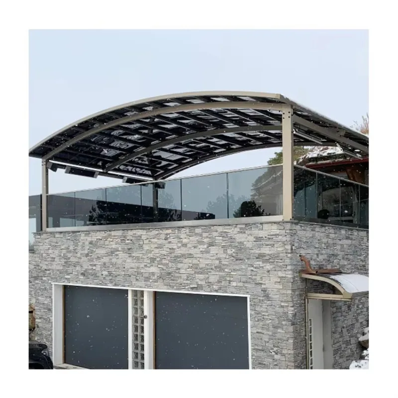 Large Metal Arched Roof Panels Waterproof 3 Car Port Garage Carport with UV Protection and Flame Retardant for Hotel Use