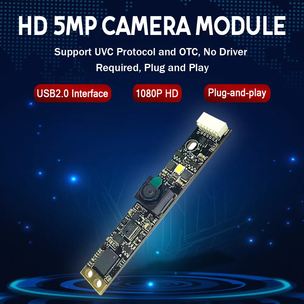 

68 120 Degrees OV5648 USB Camera Module with Flash Light and Microphone Driver-Free for Access Control Gate HD 5MP