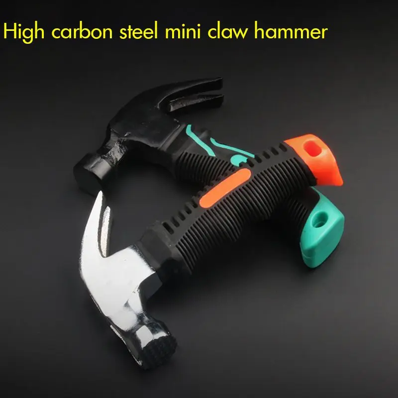 High Carbon Steel Claw Hammer with TPR Rubberized Handle Household Anti-skid Hammers Claw Woodworking Nail Puncher Nail Hammer