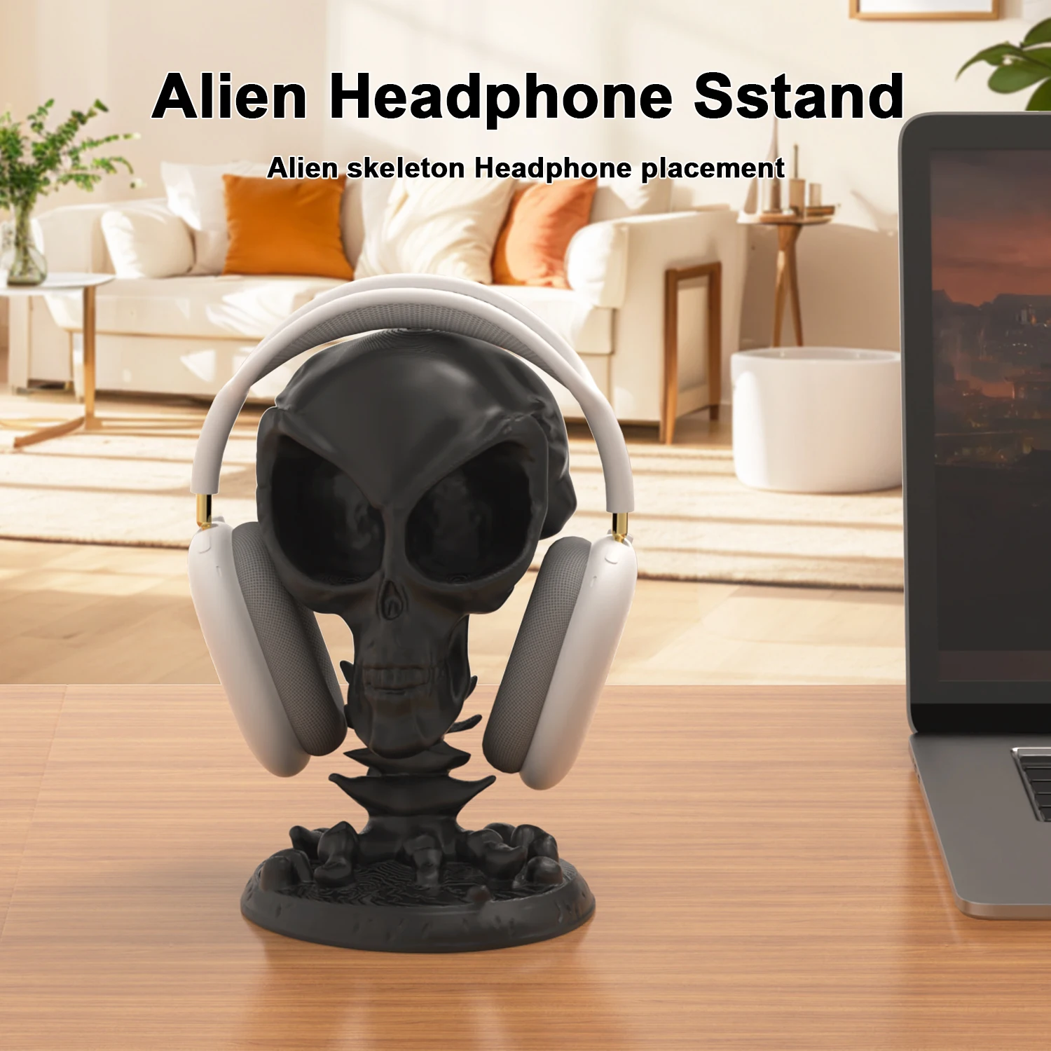 Kopfhörerständer mit Alien-Motiv, Spieldesign – stabiler schwarzer Kunststoff, verstellbarer Hals, perfekt für PC, PS5, Xbox – ein einzigartiges Geschenk