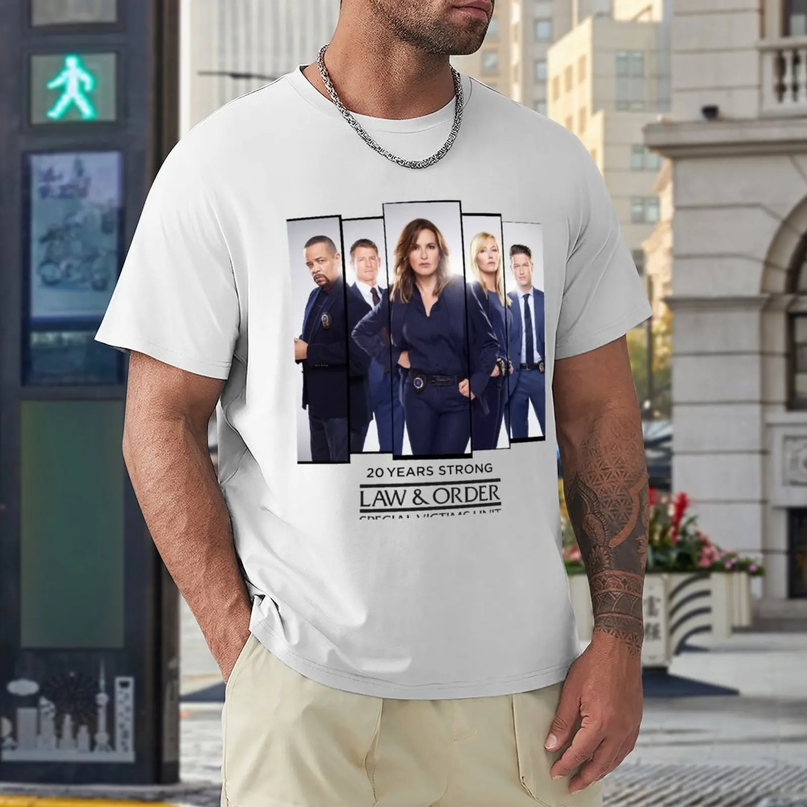 T-shirt poids lourd pour hommes, vêtements pour hommes, loi et ordre, SVU, 20 ans de bain, médicaments