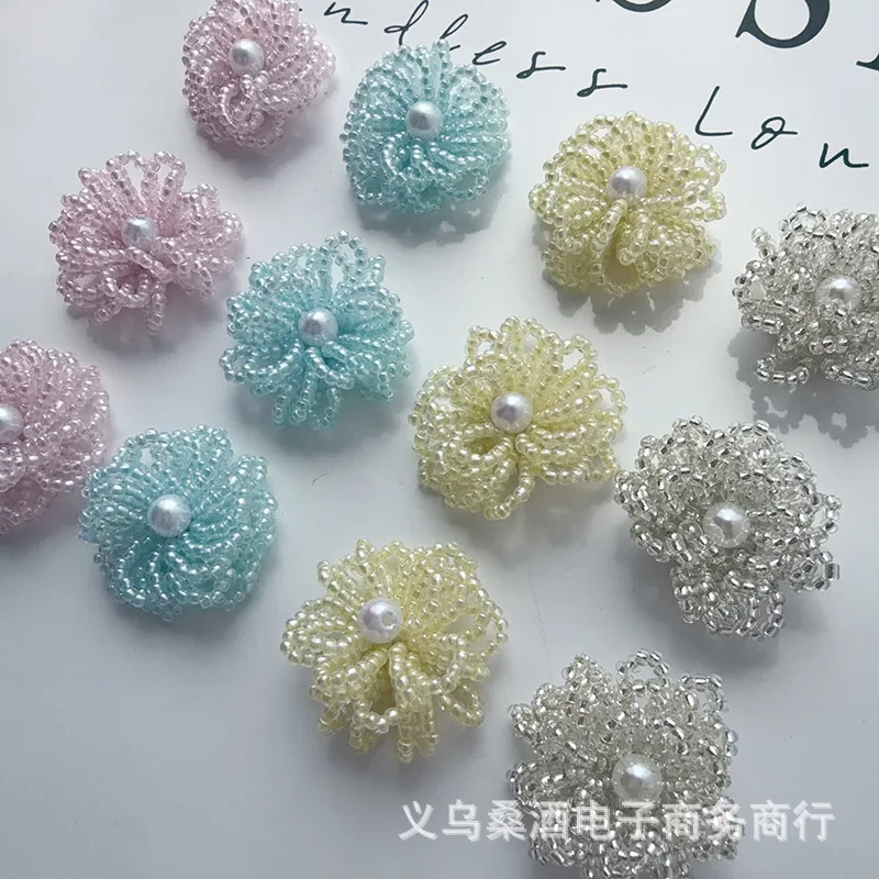 Pearl Beaded Flower Shoe Charm Accessory for Crocs Jelly Shoes DIY 3D Buckle Decoration Korean Style Crystal view 2