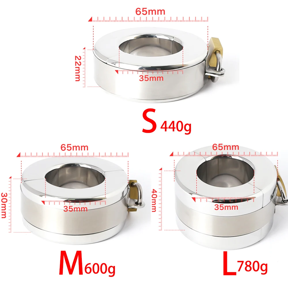 3 Size Heavy Duty Cock Ring Scrotum Stretcher Metal Weight Ball Stretcher For CBT Delay Ejaculation Penis Ring Sex Toys