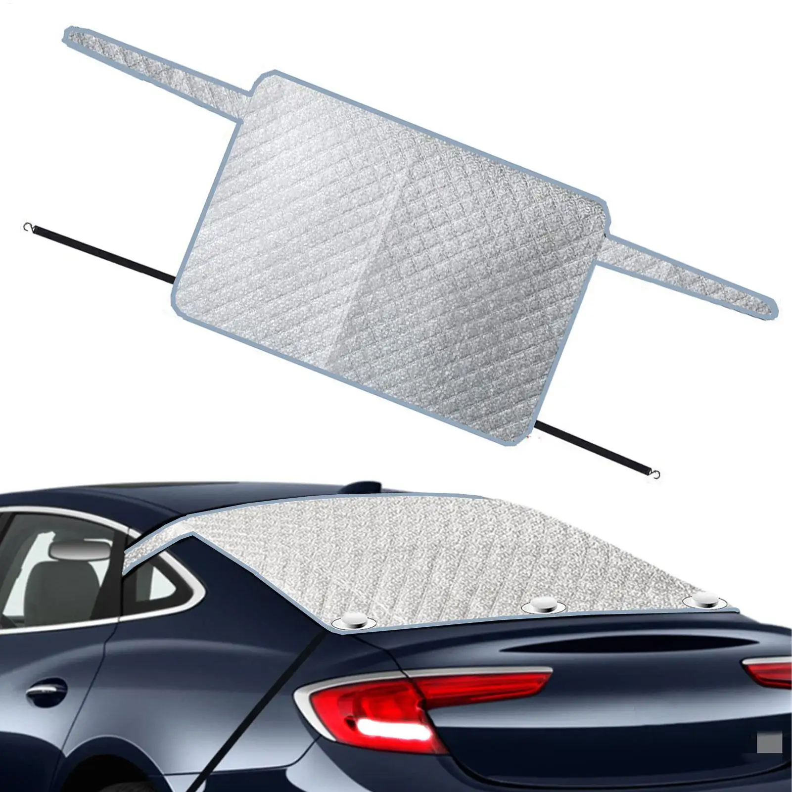 

Car Rear Windshield Cover 2-Layer Aluminum Foil Luminous Car Winter Windshield Cover With Hook And Invisible Magnet Aluminum
