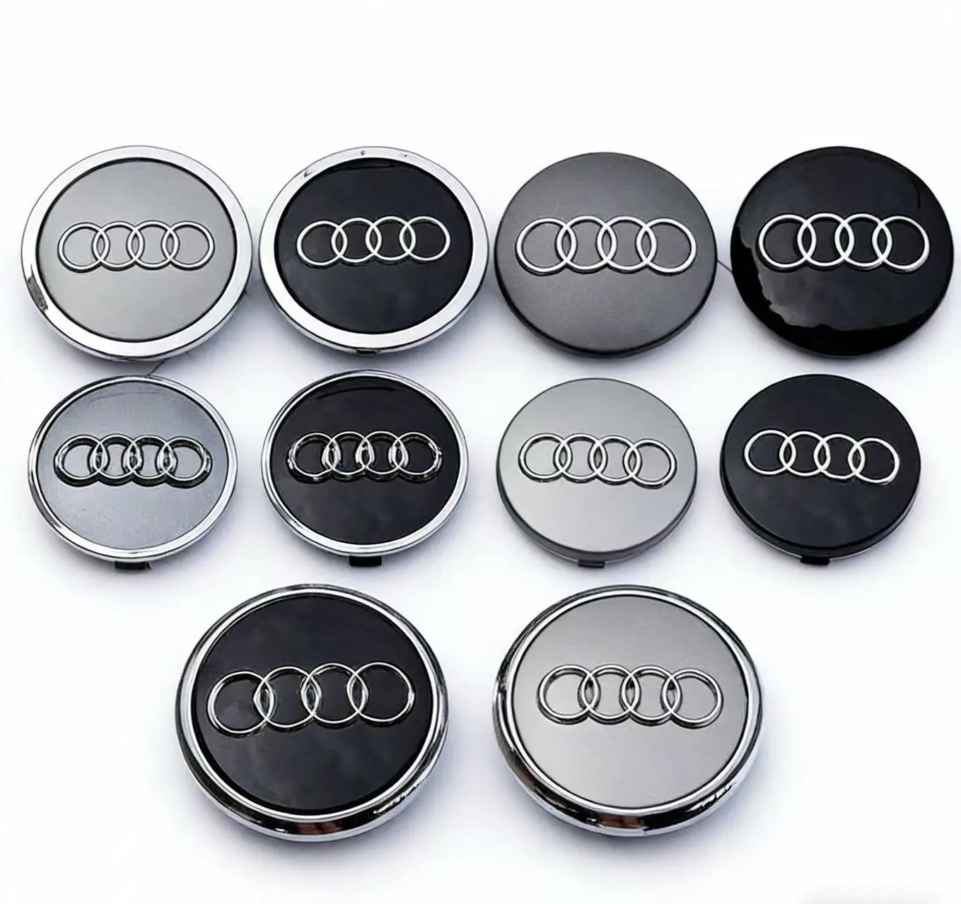 4 pièces 60mm 61mm 68mm 69mm Cache-moyeux de roue Audi, accessoires de modification compatibles avec Audi A1 A2 A3 A4 A5 A6 A7 A8 Q1 Q5 Q3