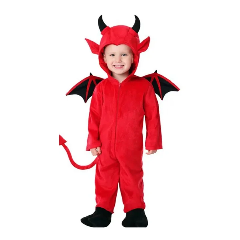 New Children's Little Devil Satan Cosplay Costume Halloween Boy Monster Girls Bat Performance Costume School Party