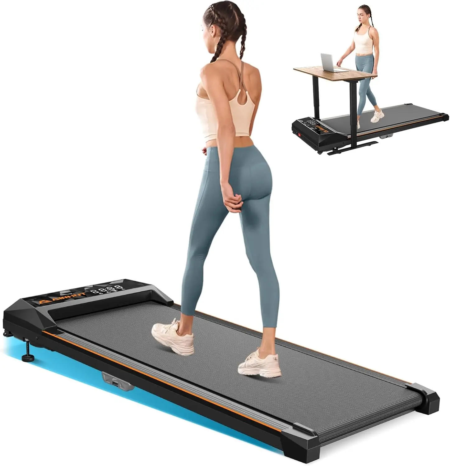 Under Desk Treadmill, Portable Treadmills for Home Office, 4 in 1 Walking Running Machine Manual