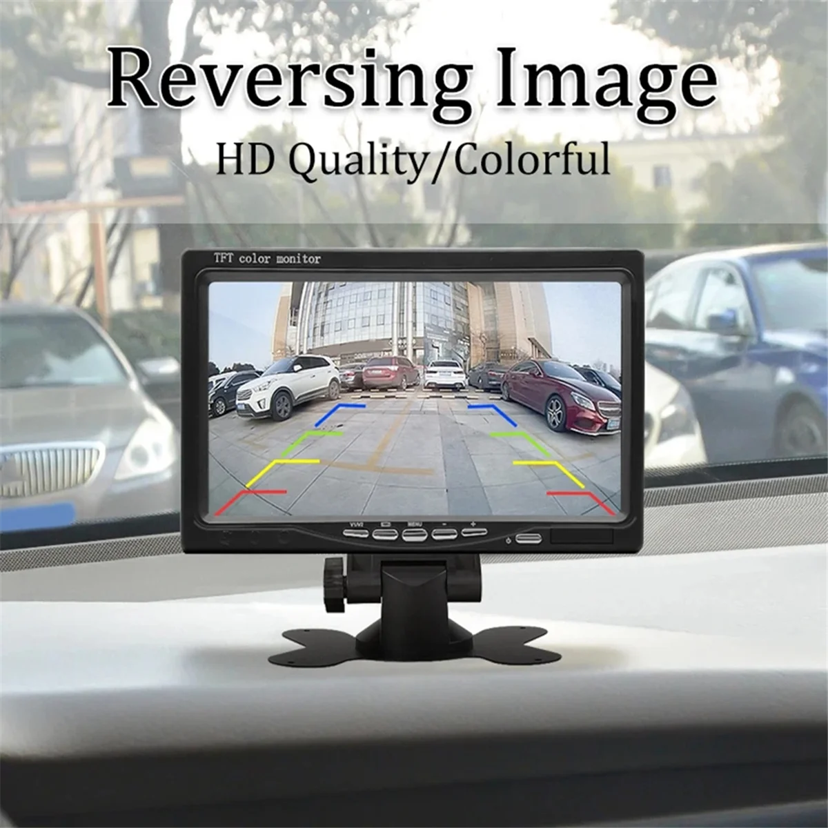 12V 7inch Car Monitor 16:9 800x480 LCD Rearview Monitor with 2 Way Video Input for Rear View Camera Parking Reverse