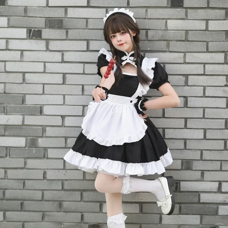 Maid Costume Dress Role-playing Sweet Classic Apron Black and White Maid Costume