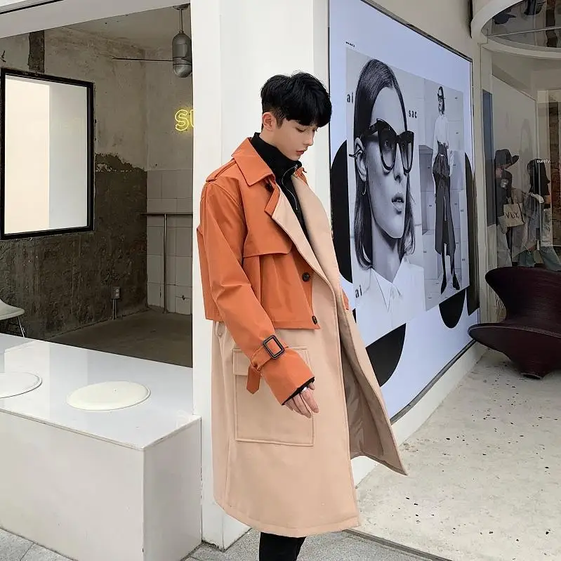 

Winter Coat Men Wool Blend Long Trench Overcoat Fashion Korean Style Elegant Mid Length or Short Jacket Casual Outerwear Tops