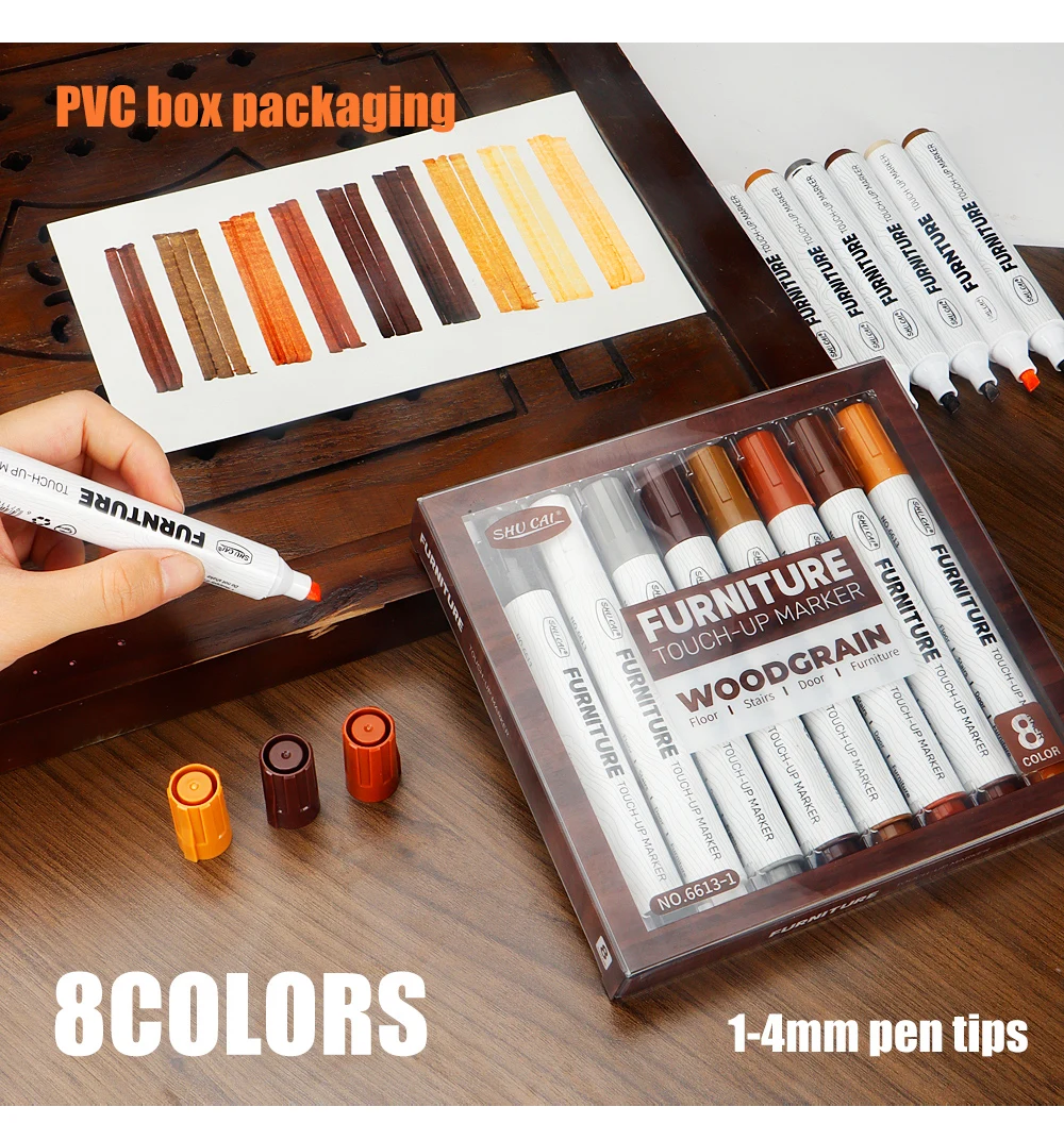 8/12 farben Möbel Ausbesserung Kit Marker Füllstoff Sticks Holz Verbund Korn Farbe Reparatur Stift Kratzer Wiederherstellung Scratch Patc – Detail 3