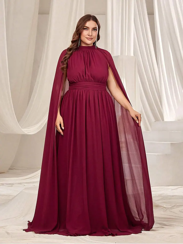 Plus Size Sleeveless Chiffon Shawl Floor Standing Luxury Wedding Festival Luxury Evening Dress 4XL5XL Women Prom Grow