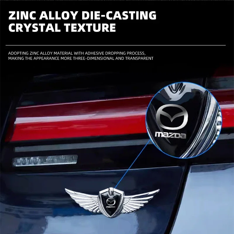 Car Badge Metal Wings Body Decoration Sticker For Mazda 2 3 6 5 Atenza CX3 CX5 MX5 CX7 Axela CX30 CX90 CX60 CX50 Car Accessories