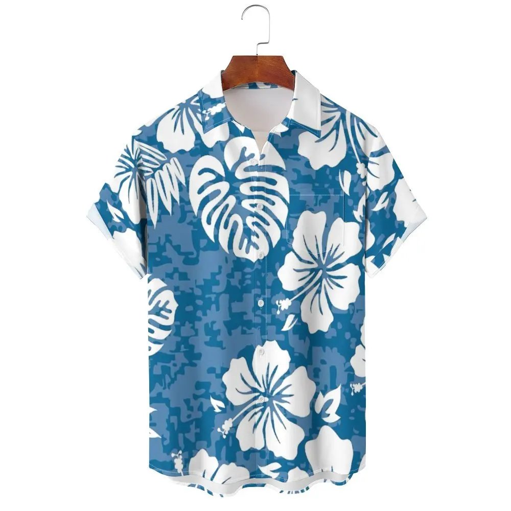 Summer Fashion Mens Hawaiian Shirts Short Sleeve Button Coconut Tree Printed Casual Beach Aloha Shirt Plus Size men shirt