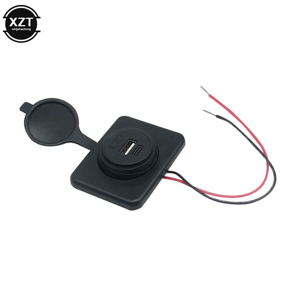 12-24V 4.2A Type C + USB Charger Power Socket Adapter Charging Panel Mount for Motorbike Car Boat ATV UTV Camper Caravans