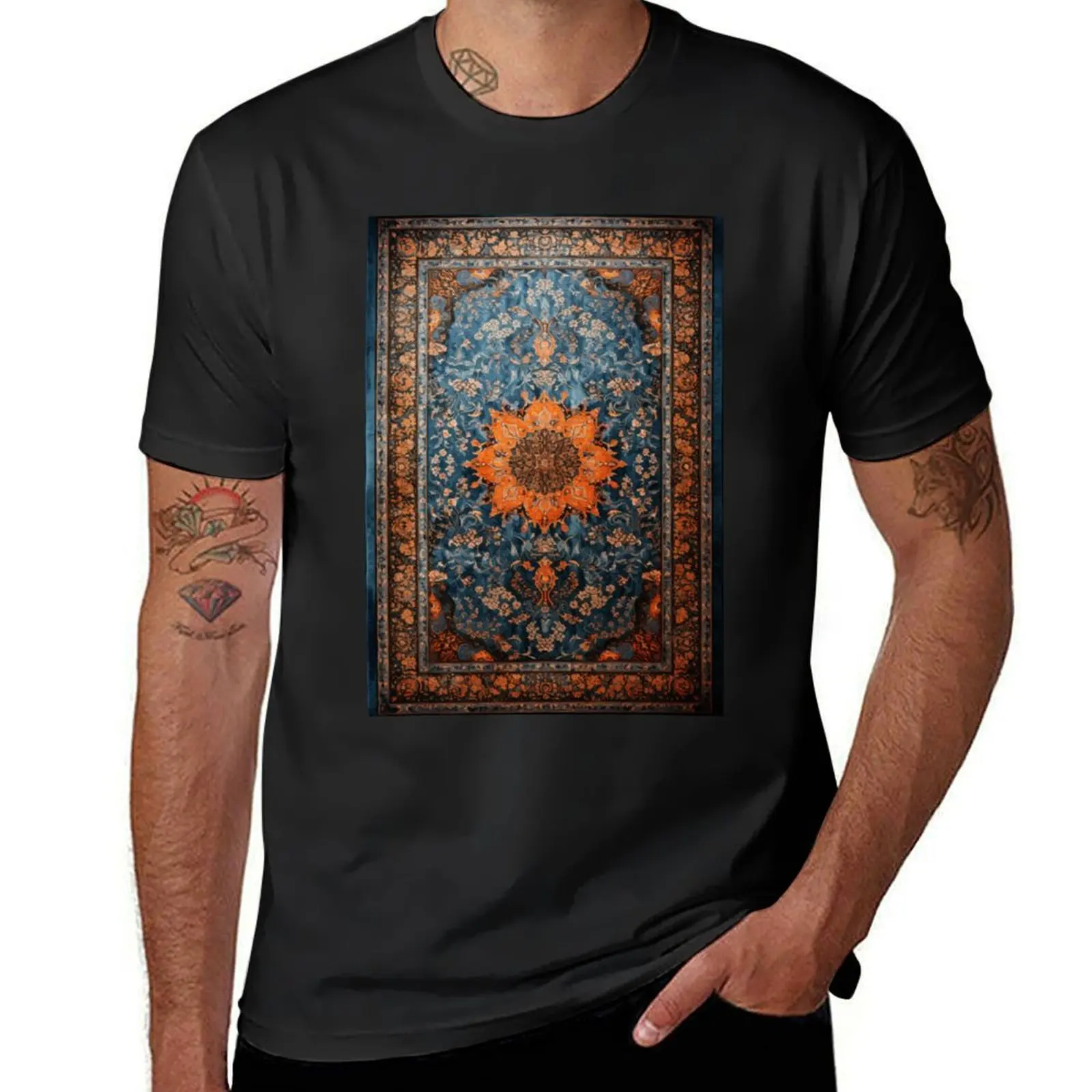 Dark Luxury Oriental Rug T-Shirt plus sizes funnys Short sleeve tee korean fashion men graphic t shirts