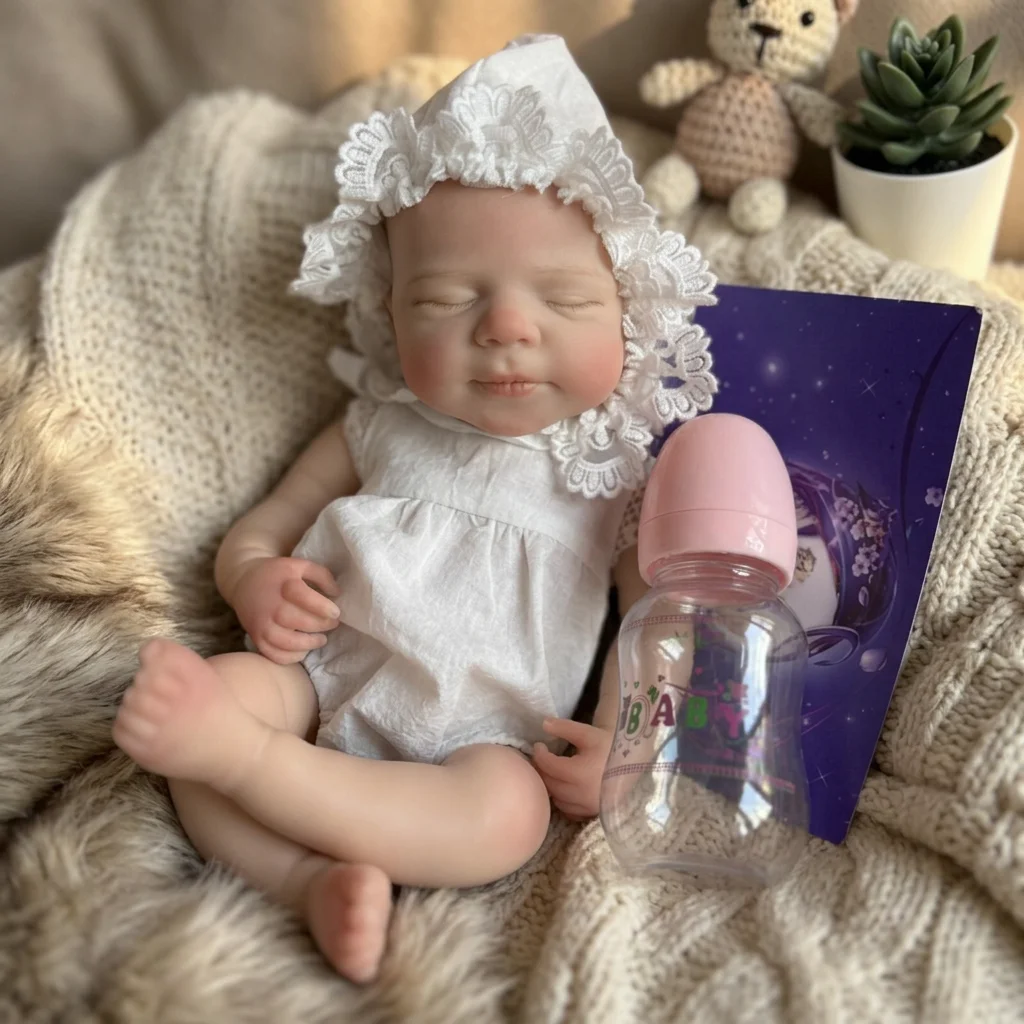 13 Inch Bald Pascale Reborn Girl Doll Full Body Silicone Lifelike Hand Painted Waterproof Collectible Doll For Adult Hobbyists （TT）